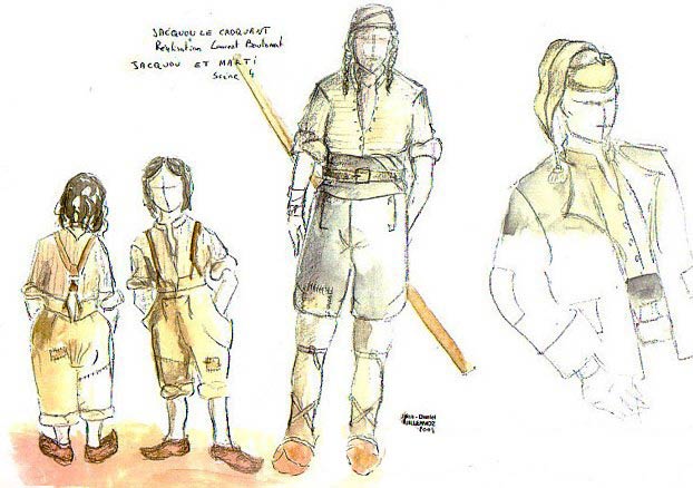 Croquis de costumes pour Jacquou et Marti